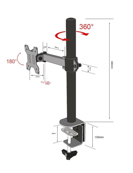 TB Monitor mount single arm TB-MO1 10-27", 10 kg VESA 100x100