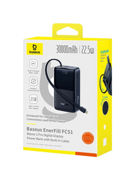 Baseus EnerFill FC51 Bipow 2 Pro 22.5W Powerbanka 30000mAh Cosmic Black