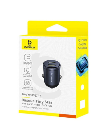 Baseus Tiny Star Mini Nabíjačka do Autá USB-C/USB-C 30W Cosmic Black