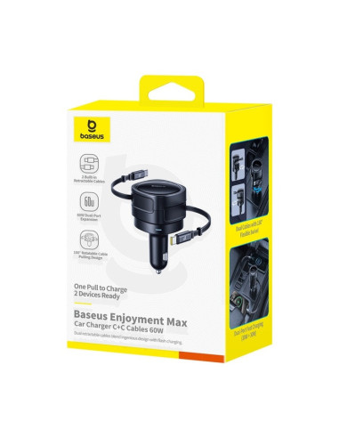 Baseus Enjoyment Max Nabíjačka do Autá USB-C/USB-C 60W Cosmic Black
