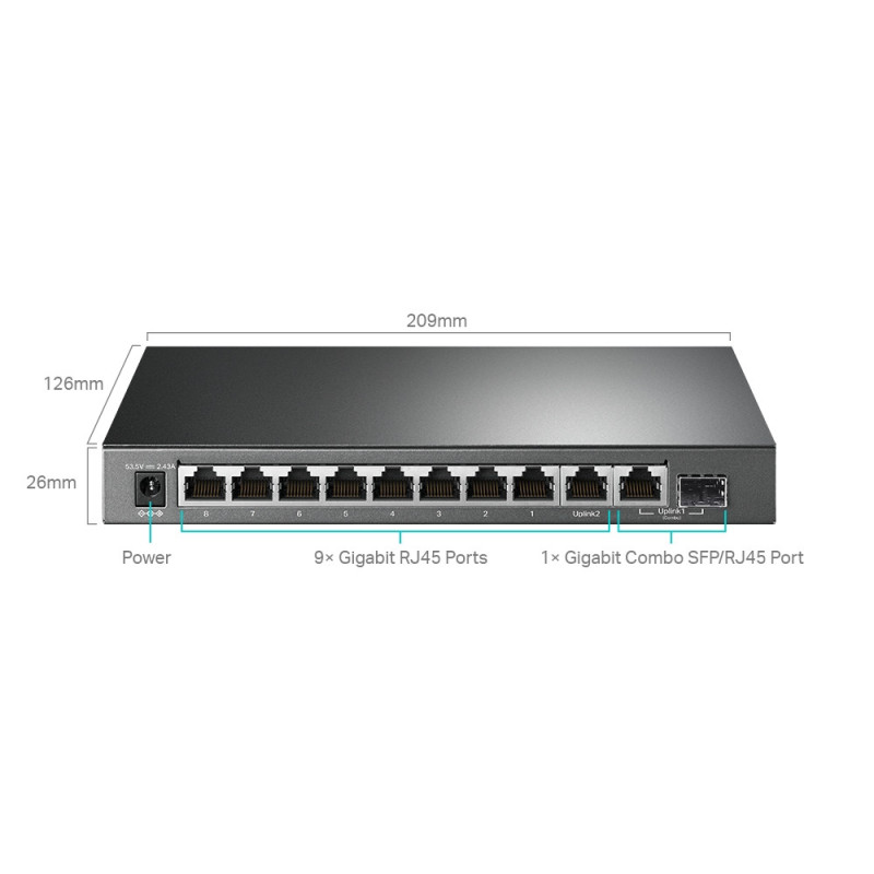 TP-Link TL-SG1210MPE 10xGb easy smart 8xPOE+ 123W switch, 1xSFP