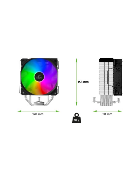 EVOLVEO QuietCool5, CPU chladič, 6x heatpipe, čierny