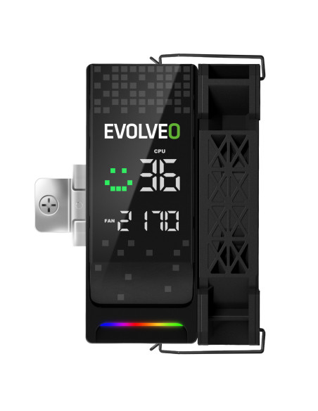 EVOLVEO QuietCool7, CPU chladič s digitálnym displejom, 6x heatpipe, čierny