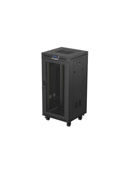 19" VOĽNE STOJÚCA RACKOVÁ SKRIŇA 24U 600X600 ČIERNA S PERFOROVANÝMI DVERAMI LANBERG (FLAT PACK) V2
