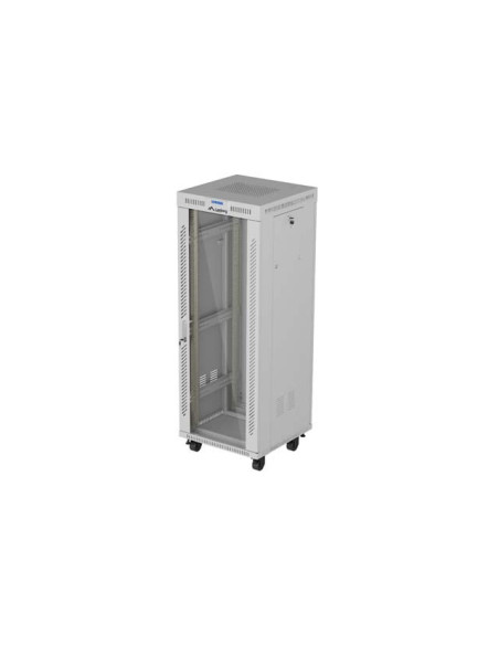 INŠTALAČNÝ STOJAN 19" 32U 600X600 ŠEDÉ SKLENENÉ DVERE LCD LANBERG (FLAT PACK) V2
