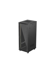 19" VOĽNE STOJÚCA RACKOVÁ SKRIŇA 32U/600X800 (FLAT PACK) S PRESKLENÝMI DVERAMI ČIERNA LANBERG