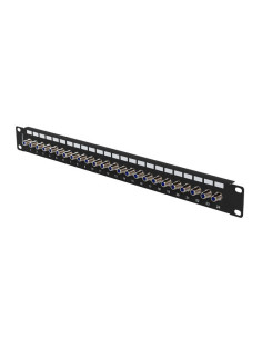 PATCH PANEL 24 PORTOV 1U S KONEKTOROM TYPU F ČIERNY LANBERG