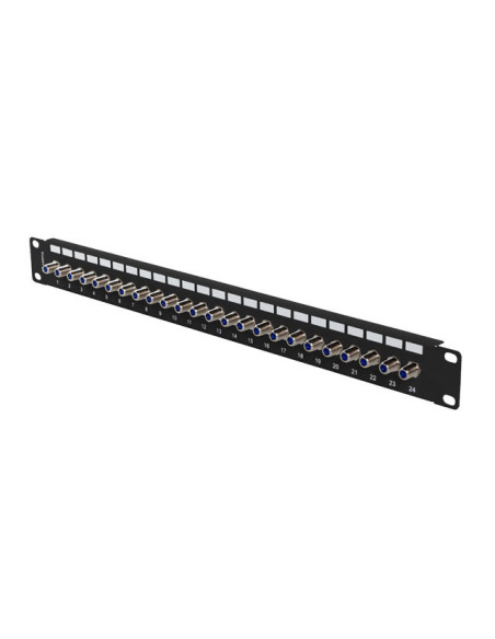 PATCH PANEL 24 PORTOV 1U S KONEKTOROM TYPU F ČIERNY LANBERG