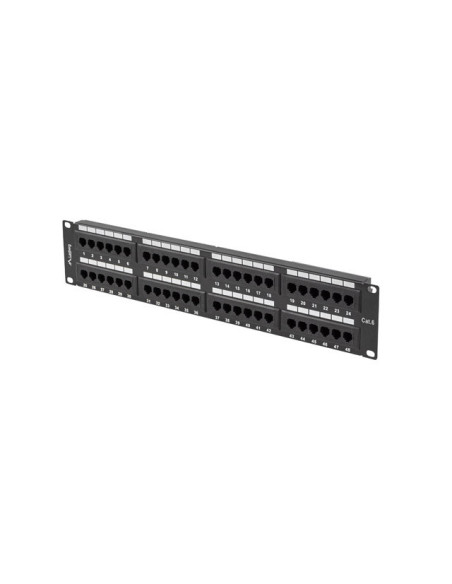 PATCH PANEL 48 PORTOV 2U 19" CAT.6 UTP ČIERNY LANBERG