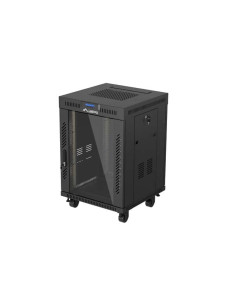19" VOĽNE STOJÚCA RACKOVÁ SKRIŇA 15U/600X600 (FLAT PACK) S PRESKLENÝMI DVERAMI LCD ČIERNA LANBERG V2