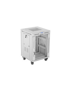 19" VOĽNE STOJÚCA RACKOVÁ SKRIŇA 15U 600X600 ŠEDÉ SKLENENÉ DVERE LCD LANBERG (FLAT PACK) V2