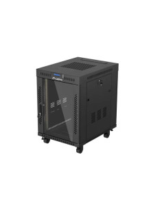 19" VOĽNE STOJÚCA RACKOVÁ SKRIŇA 15U/600X800 (FLAT PACK) S PRESKLENÝMI DVERAMI LCD ČIERNA LANBERG V2