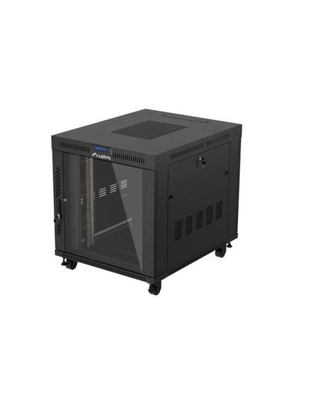 19" VOĽNE STOJÚCA RACKOVÁ SKRIŇA 15U/800X1000 (FLAT PACK) S PRESKLENÝMI DVERAMI LCD ČIERNA LANBERG V2