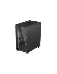 19" VOĽNE STOJÚCA RACKOVÁ SKRIŇA 22U 600X1000 ČIERNE SKLENENÉ DVERE LANBERG (PLOCHÉ BALENIE)