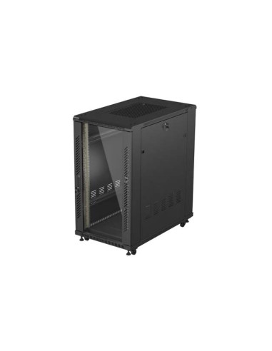 19" VOĽNE STOJÚCA RACKOVÁ SKRIŇA 22U 600X1000 ČIERNE SKLENENÉ DVERE LANBERG (PLOCHÉ BALENIE)