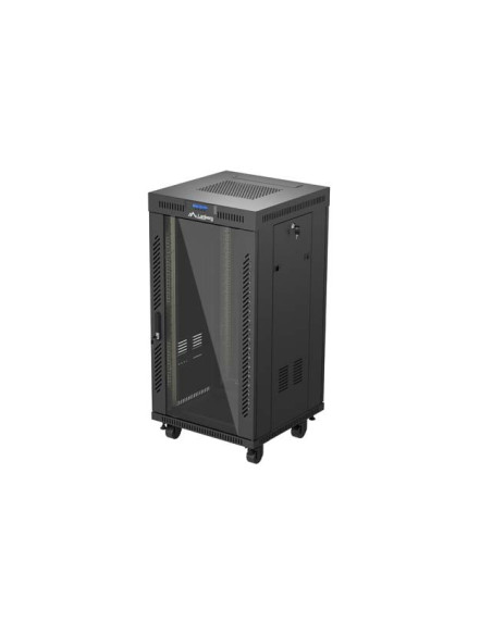 19" VOĽNE STOJÚCA RACKOVÁ SKRIŇA 22U 600X600 ČIERNE SKLENENÉ DVERE LANBERG (PLOCHÉ BALENIE) V2