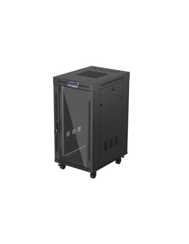 19" VOĽNE STOJÚCA RACKOVÁ SKRIŇA 22U 600X800 ČIERNE SKLENENÉ DVERE LANBERG (PLOCHÉ BALENIE) V2