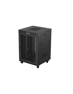19" VOĽNE STOJÚCA RACKOVÁ SKRIŇA 22U/800X800 (FLAT PACK) ČIERNA S PRESKLENÝMI DVERAMI LCD LANBERG V2