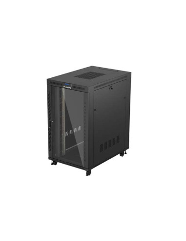 19" VOĽNE STOJÚCA RACKOVÁ SKRIŇA 27U/800X1200 (FLAT PACK) S PRESKLENÝMI DVERAMI LCD ČIERNA LANBERG