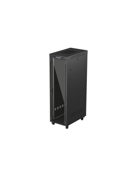 19" VOĽNE STOJÚCA RACKOVÁ SKRIŇA 42U/600X1000 (FLAT PACK) S PRESKLENÝMI DVERAMI LCD ČIERNA LANBERG V2
