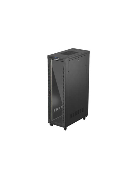19" VOĽNE STOJÚCA RACKOVÁ SKRIŇA 42U 600X1200 ČIERNE SKLENENÉ DVERE LCD LANBERG (FLAT PACK) V2