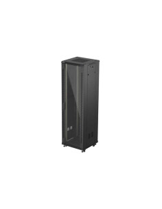 19" VOĽNE STOJÚCA RACKOVÁ SKRIŇA 42U/600X600 (FLAT PACK) S PRESKLENÝMI DVERAMI ČIERNA LANBERG