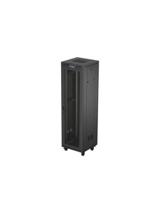 19" VOĽNE STOJÚCA RACKOVÁ SKRIŇA 42U/600X600 (FLAT PACK) SO SIEŤOVÝMI DVERAMI LCD ČIERNA LANBERG V2