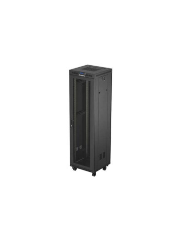 19" VOĽNE STOJÚCA RACKOVÁ SKRIŇA 42U/600X600 (FLAT PACK) SO SIEŤOVÝMI DVERAMI LCD ČIERNA LANBERG V2