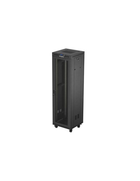 19" VOĽNE STOJÚCA RACKOVÁ SKRIŇA 42U/600X600 (FLAT PACK) SO SIEŤOVÝMI DVERAMI LCD ČIERNA LANBERG V2