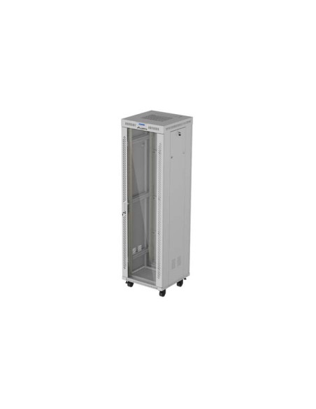 19" VOĽNE STOJÚCA RACKOVÁ SKRIŇA 42U 600X600 ŠEDÉ SKLENENÉ DVERE LCD LANBERG (FLAT PACK) V2