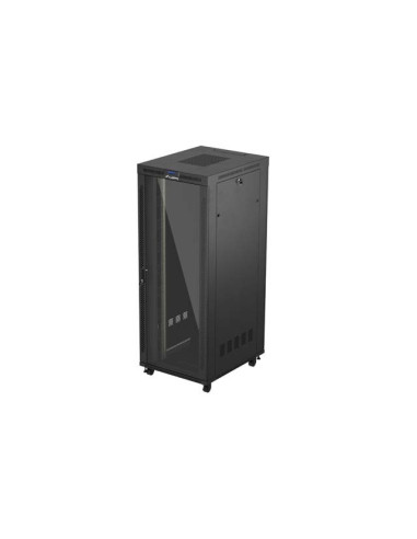 19" VOĽNE STOJÚCA RACKOVÁ SKRIŇA 42U/800X1000 (FLAT PACK) S PRESKLENÝMI DVERAMI LCD ČIERNA LANBERG V2