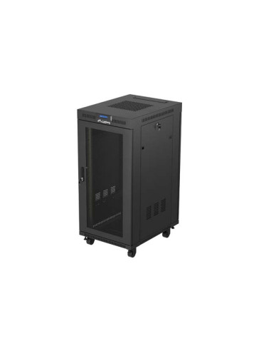 19" VOĽNE STOJÚCA RACKOVÁ SKRIŇA 24U 600X800 ČIERNA S PERFOROVANÝMI DVERAMI LANBERG (FLAT PACK) V2