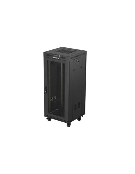 19" VOĽNE STOJÚCA RACKOVÁ SKRIŇA 27U/600X600 (FLAT PACK) SO SIEŤOVANÝMI DVERAMI LCD ČIERNA LANBERG V2
