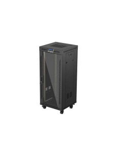19" VOĽNE STOJÚCA RACKOVÁ SKRIŇA 27U/600X600 (FLAT PACK) S PRESKLENÝMI DVERAMI LCD ČIERNA LANBERG V2