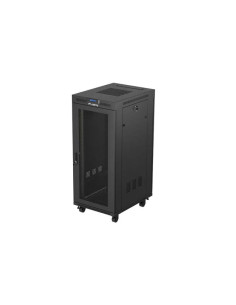 19" VOĽNE STOJÚCA RACKOVÁ SKRIŇA 27U/600X800 (FLAT PACK) SO SIEŤOVÝMI DVERAMI LCD ČIERNA LANBERG V2