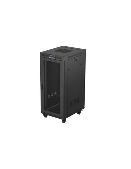 19" VOĽNE STOJÚCA RACKOVÁ SKRIŇA 27U/600X800 (FLAT PACK) SO SIEŤOVÝMI DVERAMI LCD ČIERNA LANBERG V2