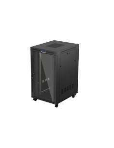 19" VOĽNE STOJÚCA RACKOVÁ SKRIŇA 27U/800X1000 (FLAT PACK) S PRESKLENÝMI DVERAMI LCD ČIERNA LANBERG V2