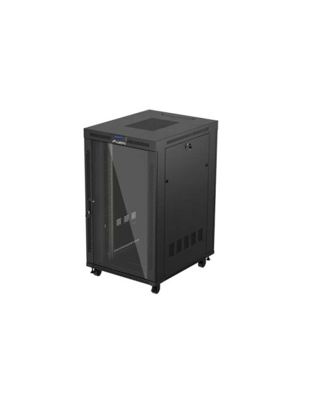 19" VOĽNE STOJÚCA RACKOVÁ SKRIŇA 27U/800X1000 (FLAT PACK) S PRESKLENÝMI DVERAMI LCD ČIERNA LANBERG V2