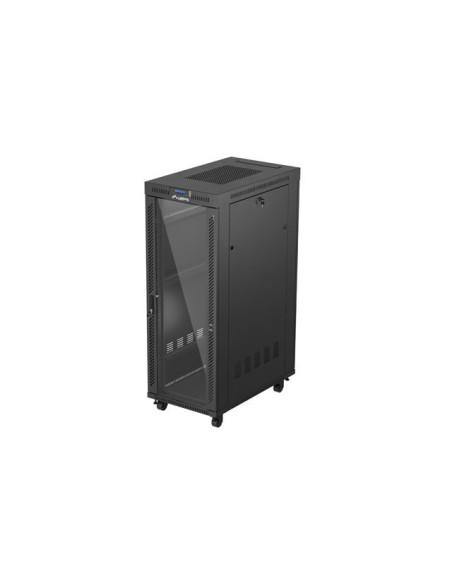 19" VOĽNE STOJÚCA RACKOVÁ SKRIŇA 32U 600X1000 ČIERNY LANBERG LCD SKLENENÉ DVERE (PLOCHÉ BALENIE)