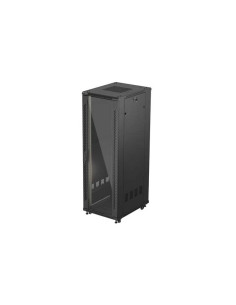 19" VOĽNE STOJÚCA RACKOVÁ SKRIŇA 37U/600X800 (FLAT PACK) S PRESKLENÝMI DVERAMI ČIERNA LANBERG