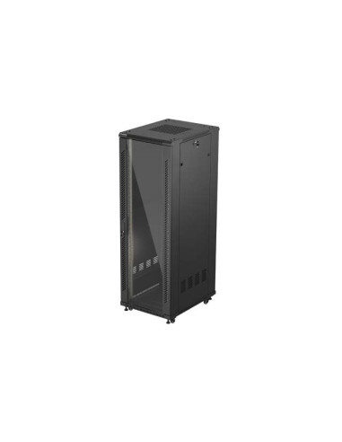 19" VOĽNE STOJÚCA RACKOVÁ SKRIŇA 37U/600X800 (FLAT PACK) S PRESKLENÝMI DVERAMI ČIERNA LANBERG