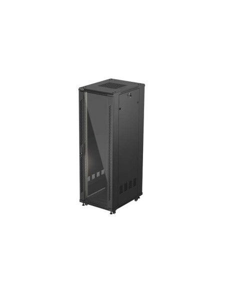 19" VOĽNE STOJÚCA RACKOVÁ SKRIŇA 37U/600X800 (FLAT PACK) S PRESKLENÝMI DVERAMI ČIERNA LANBERG