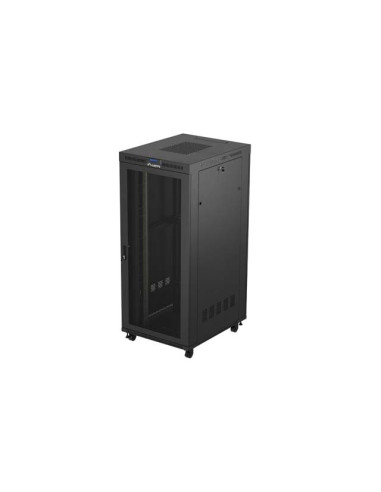 19" VOĽNE STOJÚCA RACKOVÁ SKRIŇA 37U/800X1000 (FLAT PACK) ČIERNA S PRESKLENÝMI DVERAMI LCD LANBERG V2