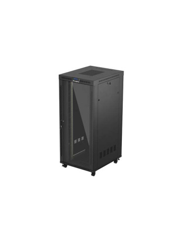 19" VOĽNE STOJÚCA RACKOVÁ SKRIŇA 37U/800X1000 (FLAT PACK) S PRESKLENÝMI DVERAMI LCD ČIERNA LANBERG V2