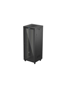 19" VOĽNE STOJÚCA RACKOVÁ SKRIŇA 42U/800X800 (FLAT PACK) S PRESKLENÝMI DVERAMI LCD ČIERNA LANBERG V2