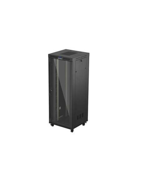 19" VOĽNE STOJÚCA RACKOVÁ SKRIŇA 42U/800X800 (FLAT PACK) S PRESKLENÝMI DVERAMI LCD ČIERNA LANBERG V2