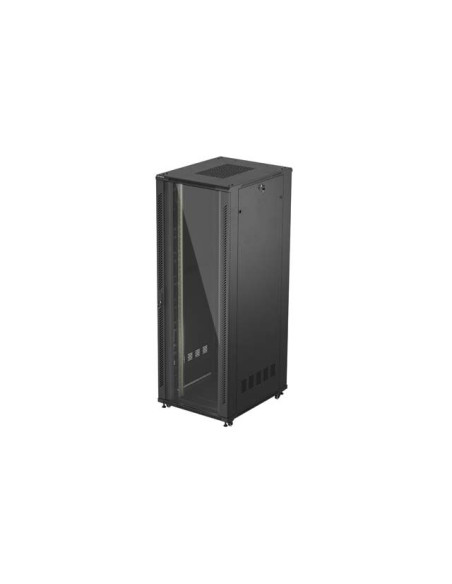 19" VOĽNE STOJÚCA RACKOVÁ SKRIŇA 47U/800X1000 (FLAT PACK) S PRESKLENÝMI DVERAMI ČIERNA LANBERG
