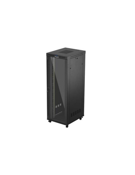 19" VOĽNE STOJÚCA RACKOVÁ SKRIŇA 47U/800X1000 (FLAT PACK) S PRESKLENÝMI DVERAMI LCD ČIERNA LANBERG V2