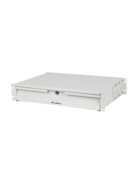 19" 2U 360MM ŠEDÁ SKRIŇOVÁ ZÁSUVKA LANBERG (2U/483X360MM NOSNOSŤ DO 90KG, 4BODOVÁ MONTÁŽ)