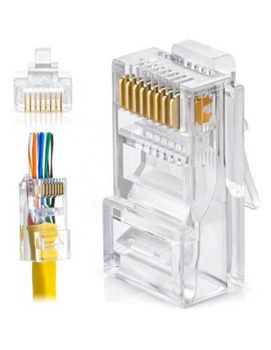 W-Star Konektor UTP RJ45EZ Cat5e 10ks pozlátený 5SLD pass through drôt licna RJ45EZc510